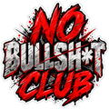 Blood Red Grunge No Bullsh*t Club sticker with distressed red and white lettering
