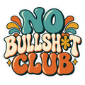 Groovy 70s No Bullsh*t Club sticker in teal, cream, and orange
