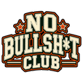 Varsity Letterman No Bullsh*t Club sticker with stitched cream letters