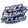Racing Chrome No Bullsh*t Club sticker with blue trim and checkered flags