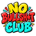 Pop Art Graffiti No Bullsh*t Club sticker in yellow, red, and cyan