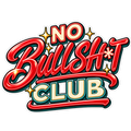 Retro Diner No Bullsh*t Club sticker in red script with cream and teal