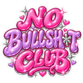 Y2K Bubble No Bullsh*t Club sticker in pink and lavender chrome